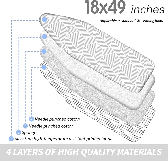 BNDX Eco-Friendly Ironing Board Cover and Pad 18" x 49" – Heat-Resistant, Stain-Proof, Ideal for Home Use, Hotels, College Students – Urban Geometry
