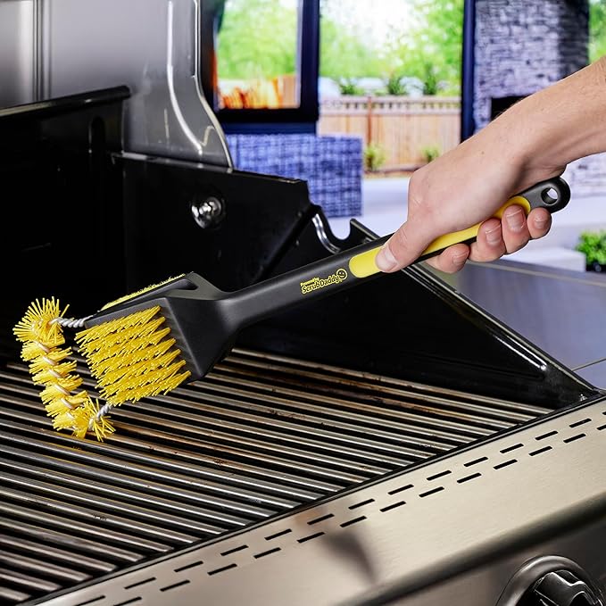 Mr. Bar-B-Q Triple Action Grill Brush and All in One Grill Cleaner Powered by Scrub Daddy
