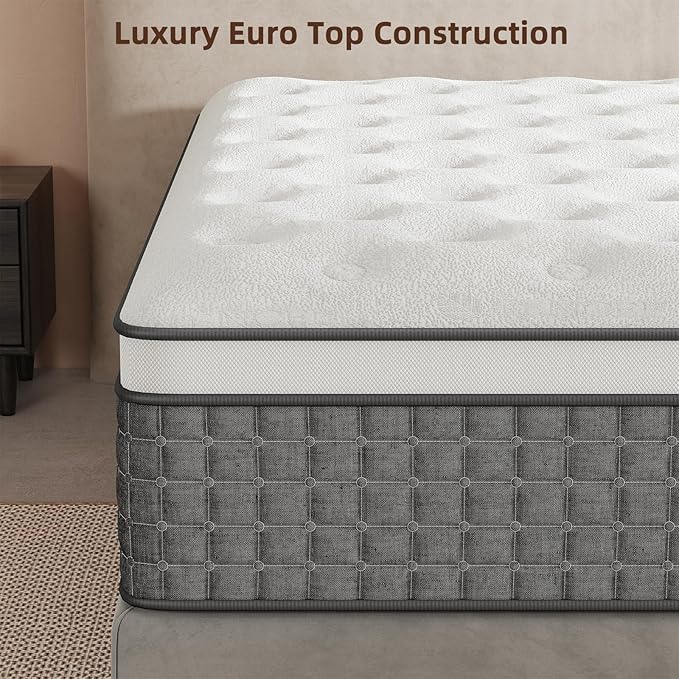 Mattress King Size, Medium Firm 12 Inch Mattresses with Extra Lumbar & Shoulder Support, Hybrid Mattress King with Gel Memory Foam Pain Relief - Fiberglass Free - No Odor - 365 Night Trial