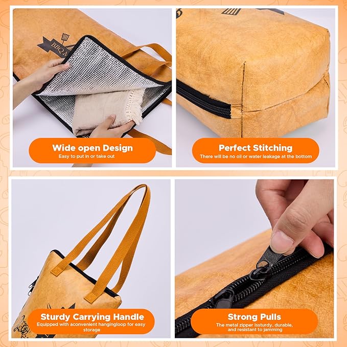 Reusable BBQ Blanket for Resting Meat - Insulated Smoker Grilling Bag with Wide Mouth for Large Brisket Pork Shoulders, and Turkeys Perfect BBQ Accessory & Gift for Men (21in)