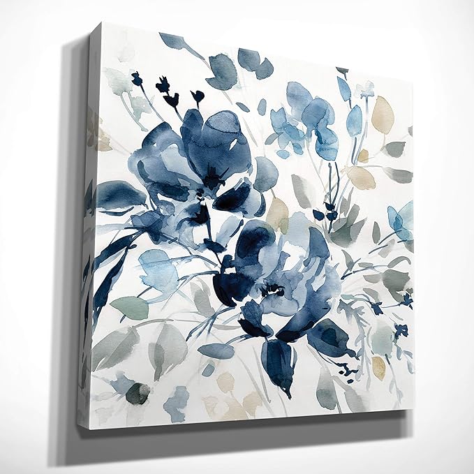 Wexford Home Indigo Garden II Gallery Wrapped Canvas Wall Art, 40x40,