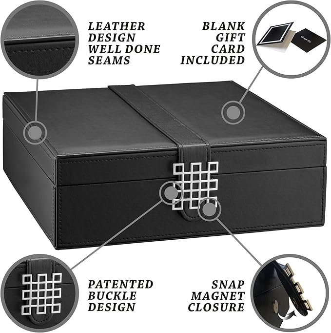 Co 28 Section Jewelry Box - 2 Layer - Buckle Snap & Magnet Closure - Large Mirror - Pu Leather - Black - Jewelry Organizer for Women & Girls - Holder for Earring Ring Necklace & Bracelet