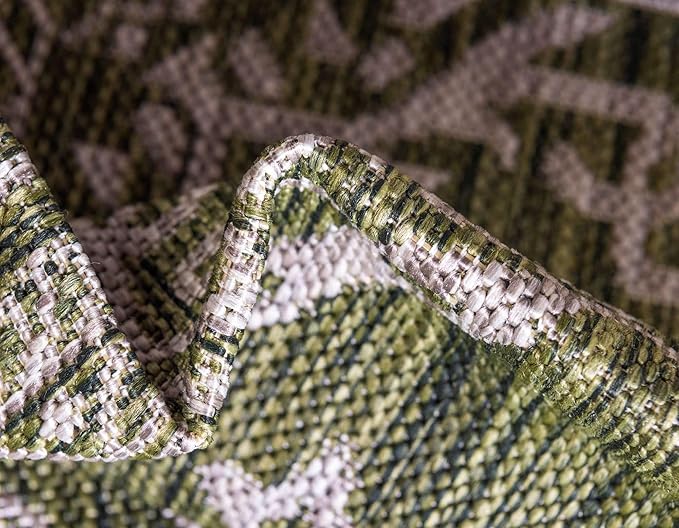Unique Loom Outdoor Traditional Collection Area Rug - Antique (7' 10" x 11' 4" Rectangle, Green/ Gray)