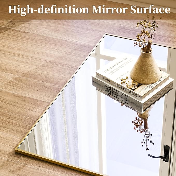 HARRITPURE 78" x 35" Full Length Mirror - Rectangle Full Body Mirror Aluminun Alloy Frame for Cloakroom Bedroom Standing Mirrors,Gold