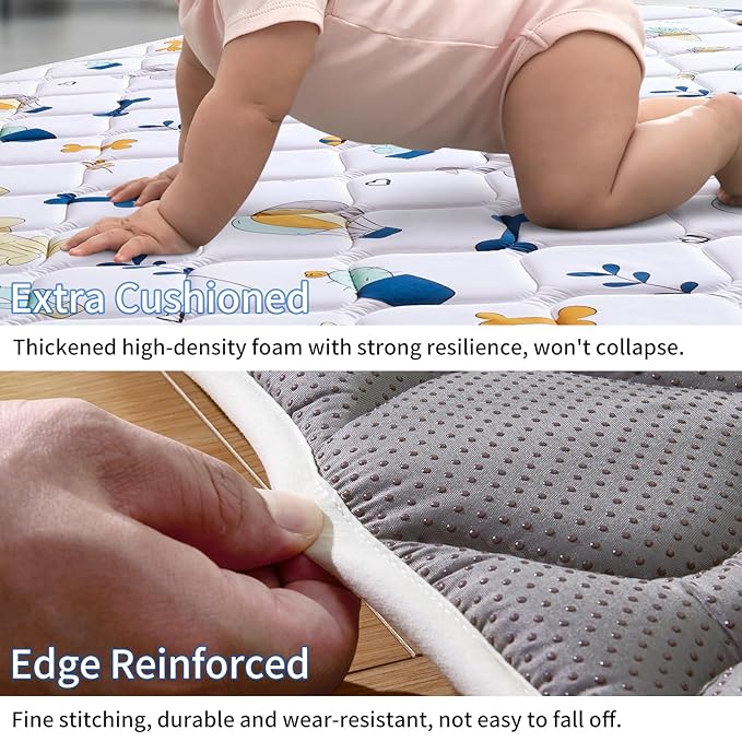 Lilyvibebearhappy Premium Baby Play Mat 36" X 36", Thicken Foam One-Piece Crawling Mat, Non-Slip Cushioned Baby Playmats for Infants, Babies, Toddlers, Foldable and Machine Washable