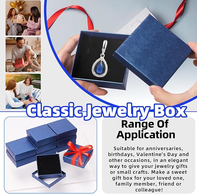 Glarks 12pcs Baby blue Jewelry Gifts Boxes Kit, 3.5 x 3.5 x 1.1in Jewelry Boxes for Ring Earring Jewelry, Christmas, Birthday, Anniversaries, Valentine’s Day, Mother’s Day and Other Festivals