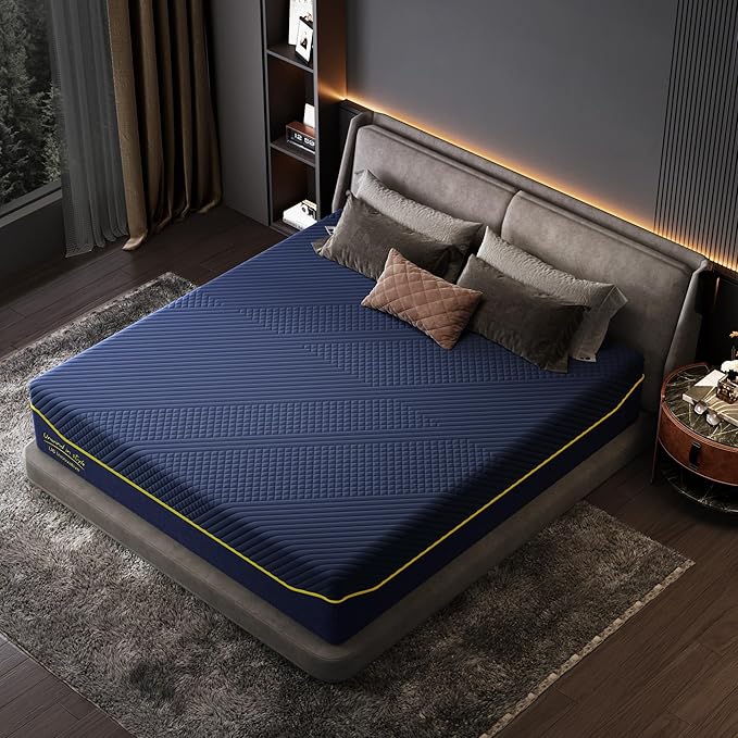 10 Inch Memory Foam Full Mattress with Green Tea Cooling Gel, CertiPUR-US Certified, Breathable & Supportive Mattress in a Box, Navy Blue