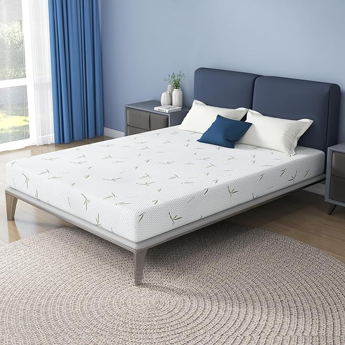IULULU Full Mattress in a Box, 8 Inch Memory Foam Mattress with Breathable Bamboo Cover, Green Tea Full Size Mattress Made in USA for Cool Sleep, Medium Firm, CertiPUR-US Certified