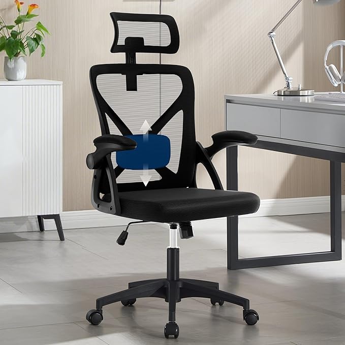 Office Chair,Ergonomic Desk Chair with Adjustable Lumbar Support,400 Lbs Mesh Computer Chair High Back with Adjustable Headrest for Home Office (Black)