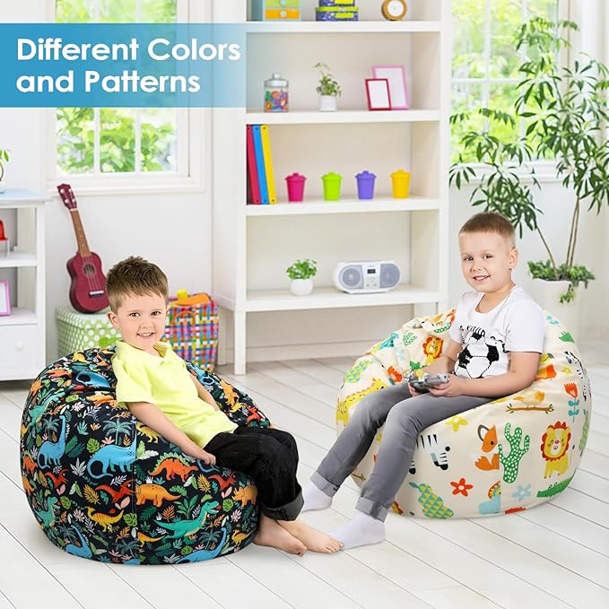 Bean Bag Chair for Kids Stuffed Animal Storage Beanbag Chairs,Toddler Toy Storage Organizer for Girls and Boys,32'' Cover Only（No Filling)