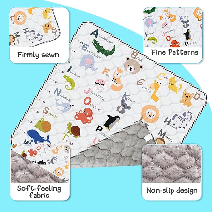 Baby Play Mat，Thick Soft 71" X 79" Playpen mat, Non-Slip and Machine Washable Baby Play Mats for Floor，Crawling Mat for Babies, Toddlers & Infants to Play and Learn (Animal Alphabet-A)