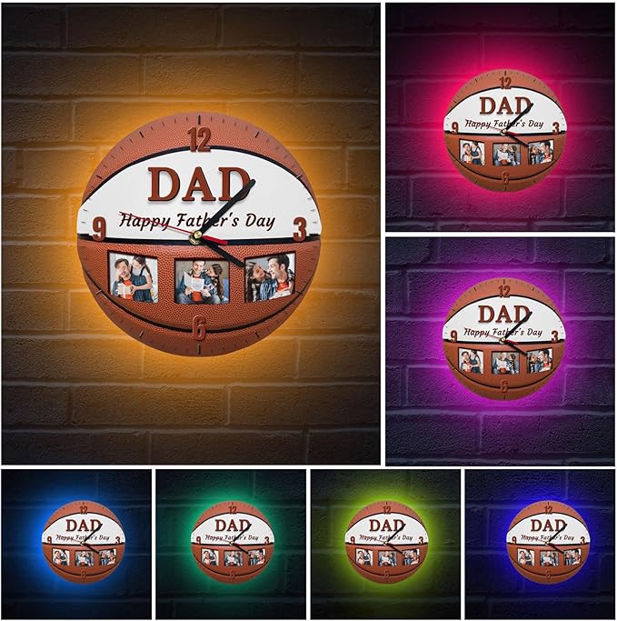 Custom Wall Clock, Personalized Clocks with Picture, Customized Silent Sports Ball Clock for Living Room Kids Bedroom, Creative Birthday Baseball Style 1