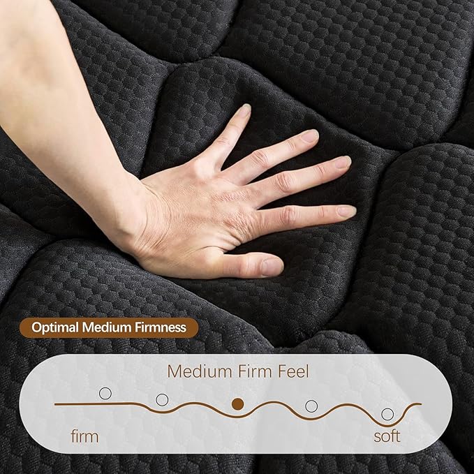 Full Mattress- 10 Inch Hybrid Firm Support with Pocketed Coils & Cooling Gel Memory Foam | Orthopedic Back Pain Relief | Breathable | Full Size Mattresses in a Box
