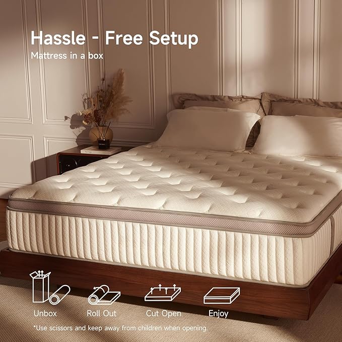 Queen Mattress, 12 inch Queen Size Cooling Gel Memory Foam Mattresses for Pressure Relief, Medium Firm Hybrid Mattress in a Box, CertiPUR-US Certified