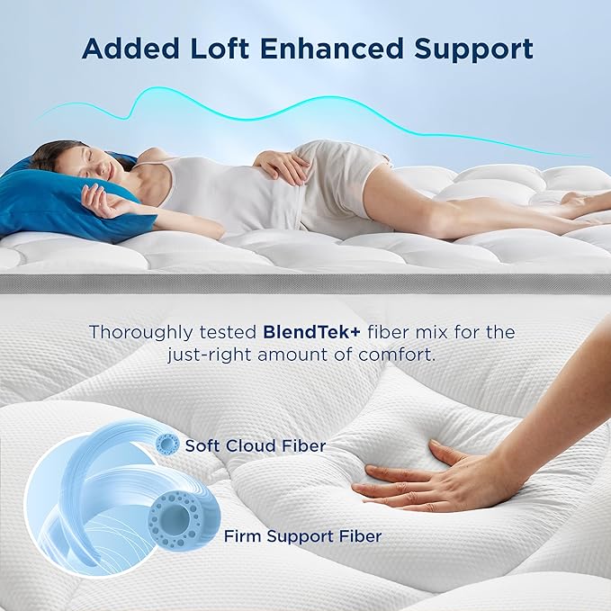 Bedsure California King Mattress Topper - Pillow Top Cal King Size Mattress Protector with 8-21 Inches Deep Pocket, 800 GSM Extra Thick Waterproof Bed Pad Fitted for Home, Bedroom, Hotel - White