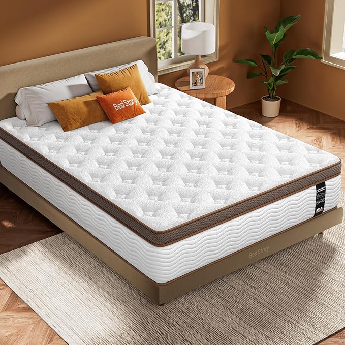BedStory Full Size Mattress - 14 Inch Medium Firm Hybrid Mattress with 2.0mm Advanced Pocket Springs - Optimal Spine Alignment and Motion Isolation, CertiPUR-US Certified
