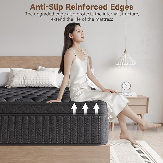 King Mattress, 12 Inch King Medium Firm Hybrid Mattress in a Box, Individual Pocket Spring for Pressure Relief & Motion Isolation, Reinforced Edge Support, CertiPUR-US Certified