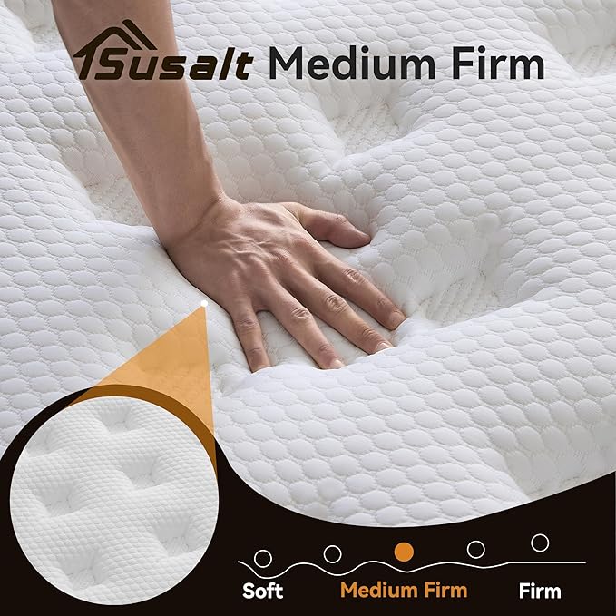 Queen Mattress 12 Inch, Queen Size Memory Foam Mattress in a Box, Hybrid mattresses with Independent Pocket Coils for Motion Isolation & Silent Sleep, Medium Firm,CertiPUR-US,100 Nights Trial
