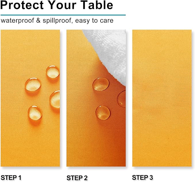 Hiasan Tablecloth for Square Tables - Waterproof and Spillproof Washable Fabric Table Cloth for Dining Room Kitchen Party, 70 x 70 Inch, Orange Yellow