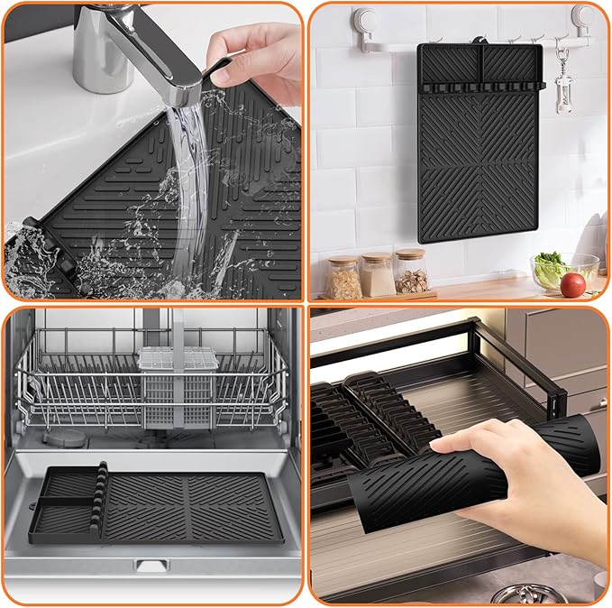 Silicone Griddle Tools Mat for Blackstone, Spatula Mat with Drip Pad Grill Utensil Holder Side Shelf Mat for Kitchen, Cooking, Countertop, Griddle Accessories for Blackstone, 1 PACK