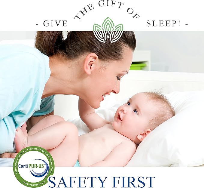 Organic Cotton Dual-Sided Crib Mattress | 2-Stage Premium Memory Foam CertiPUR-US Hypoallergenic Baby Mattress, Firm Support for Infant, Cooling Gel for Toddler, Waterproof Washable Cover, (Blue)