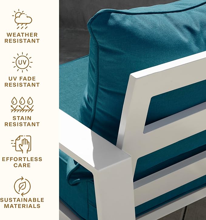Honeycomb Outdoor Deep Seat, 24 x 23, Stripe Poolside Chair Cushion for Patio Furniture