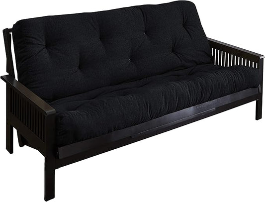 Mozaic Full Size 8-Inch Cotton Twill Gel Dual Memory Foam Futon Mattress, Black