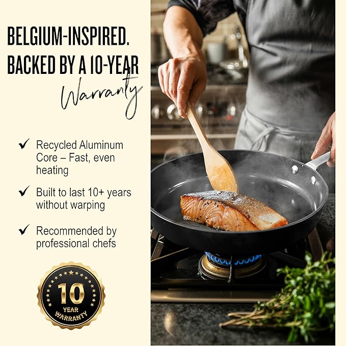 Alva Maestro 8” Ceramic Nonstick Frying Pan – PFAS/PFOA/PTFE-Free, Healthy & Toxin-Free Cooking – Recycled Aluminum, Induction & Oven Safe, Superior Heat Distribution