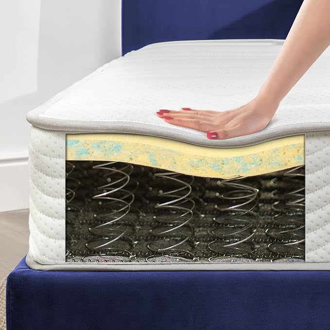 ZINUS 8 Inch Foam and Spring RV Mattress, Short Queen Size for RVs, Campers & Trailers, Mattress in A Box, White