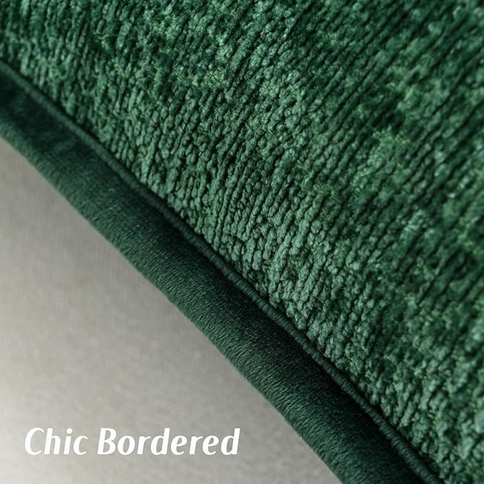 FUTEI Dark Green Chenille Throw Pillow Covers 26x26 Inch Set of 2,Soft Cozy Bound Edge Design Euro Pillow Sham,Home Decor for Couch Bed Living Room