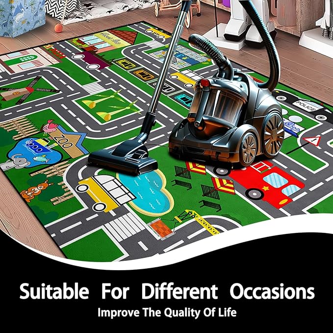Kids Carpet City Play Mat - Cars Rugs for Boys Room Road Rug for Kids Car Track Rug for Bedroom Car Mat for Kids Toy Cars, 5x7 Feet