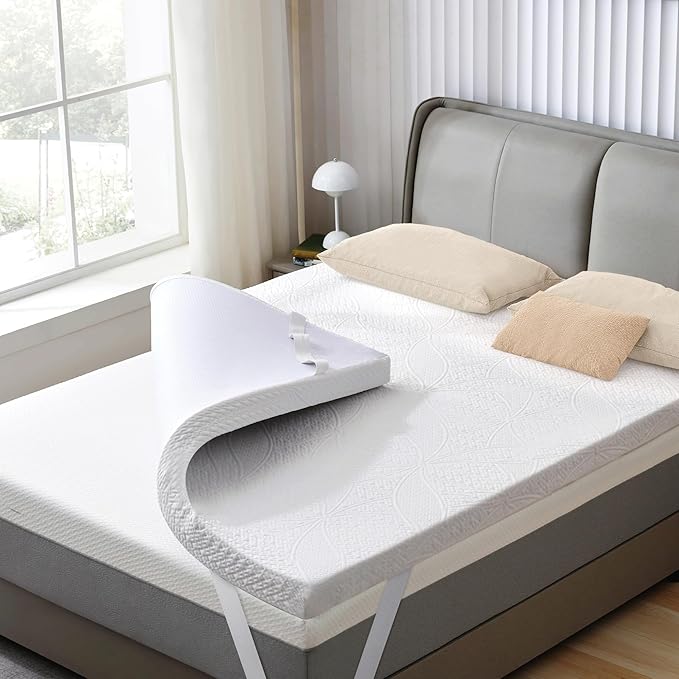 SINWEEK 2 Inch Gel Memory Foam Mattress Topper with Cooling Cover Ventilated Soft Mattress Pad, Bed Topper, CertiPUR-US Certified, King Size
