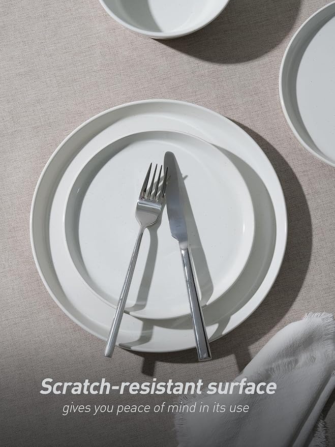 Famiware Saturn Speckled Dinnerware Sets for 4 (12 Pieces), Stoneware Plates and Bowls Dish Set - Chip and Scratch Resistant, Microwave and Dishwasher Safe, Multi-color
