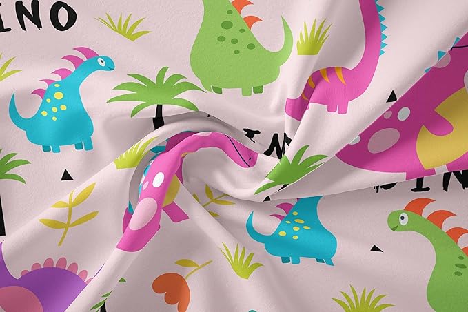 Tailor Shop Pink Dinosaur Comforter Set,Cartoon Dinosaur Queen Bedding Set for Girls,Colorful Dino Kids Comforter Sets,Dinosaur Bed Set,with 1 Comforter 2 Pillowcase, Yh-dino 4