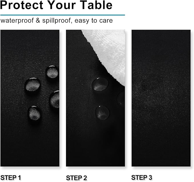 Hiasan Black Rectangle Tablecloth - 70 x 120 Inch - Waterproof & Wrinkle Resistant Washable Fabric Table Cloth for Dining, Party and Outdoor use