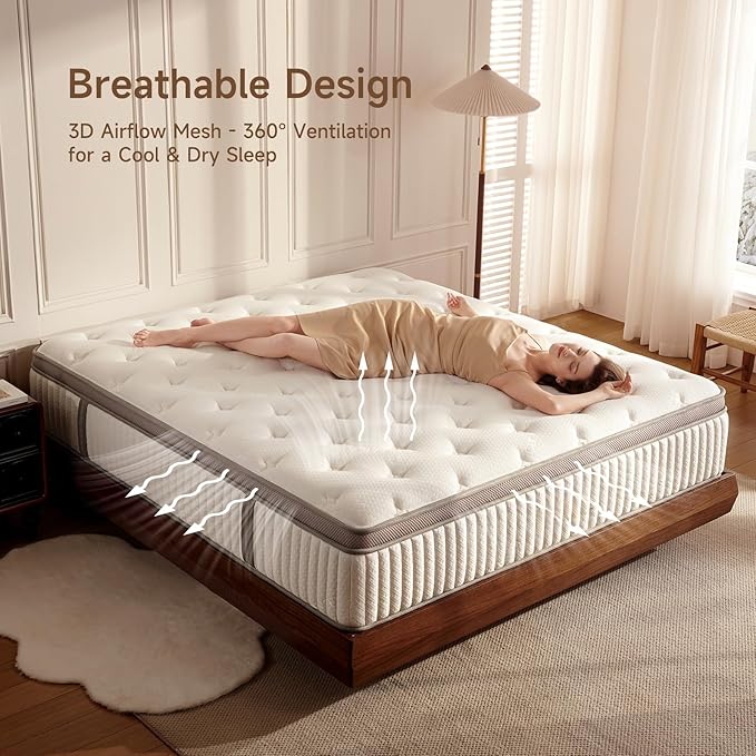 Queen Mattress, 12 inch Queen Size Cooling Gel Memory Foam Mattresses for Pressure Relief, Medium Firm Hybrid Mattress in a Box, CertiPUR-US Certified