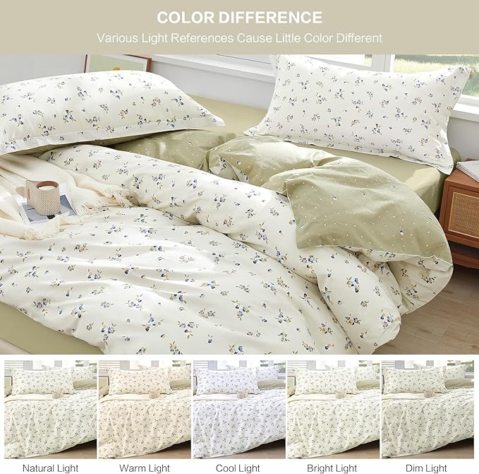 SAPHREAS Botanical Purple Flower Duvet Cover Set King Size 3pcs Blossom Floral White Bedding Comforter Cover Set 100% Cotton 1 Duvet Cover 104"x90" 2 Pillow Shams, Comforter Not Included