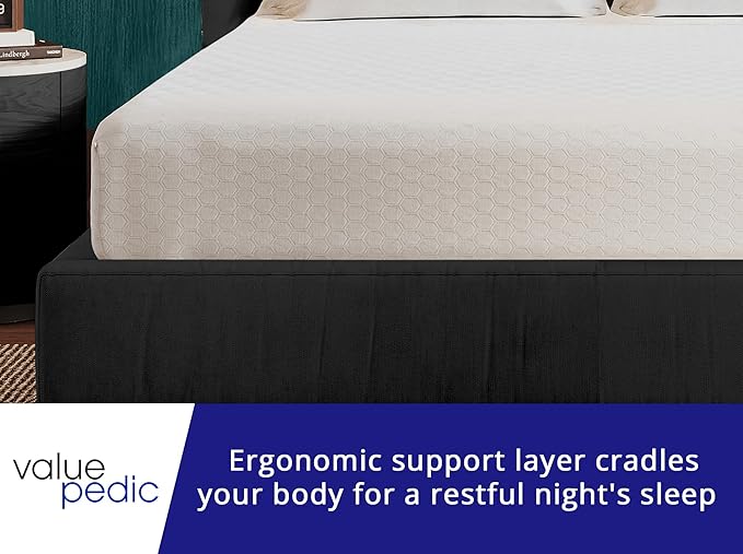 Full Size 8-Inch Gel Memory Foam Mattress, Comfortable with Pressure Relieving Ergonomic Support, Breathable Soft Fabric Cover, Fiberglass Free, Mattress in a Box