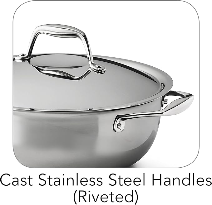 Tramontina Signature Tri-Ply Clad Stainless Steel 4-Quart Universal Pan with Lid, Induction-Ready Cooking Pan, Dishwasher-Safe, NSF-Certified, Made in Brazil