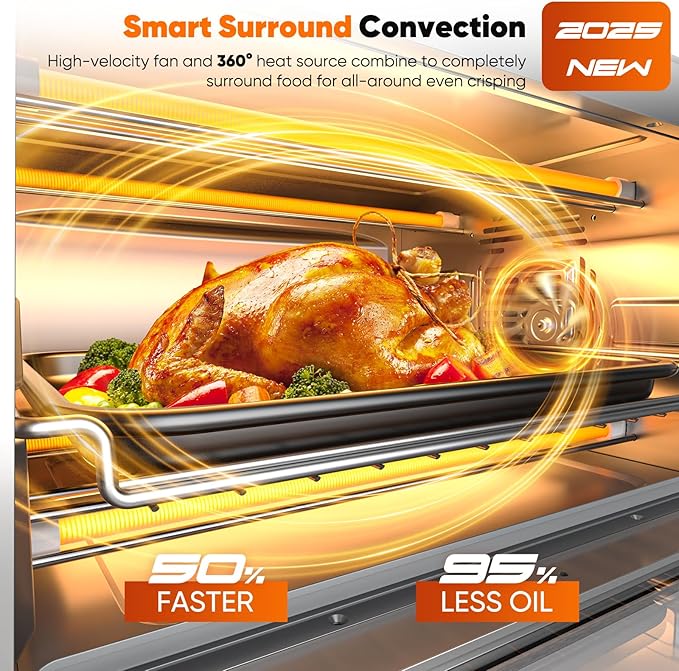 Nuwave Bravo Pro Convection Air Fryer Toaster Oven Combo, 2025 New and Improved, 10-in-1, 50°-450°F Temp Controls, Quick & Even Crisp Technology, 21Qt Capacity, Vanilla Cream, PFAS Free