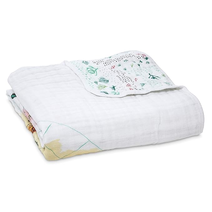 aden + anais 100% Cotton Muslin Baby Blanket Crib Bedding for Newborn Baby and Toddler, Nursery Blanket for Boys and Girls, Baby Registry and Shower Gift - Around The World