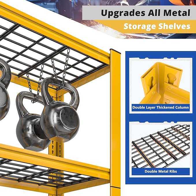 REIBII 72''H Garage Shelving 3010 LBS Storage Shelves Adjustable Metal Shelving 5 Tier Metal Shelves for Storage Industrial Shelf for Pantry Kitchen Basement 72" HX35.5 WX16 D, 2 Pack