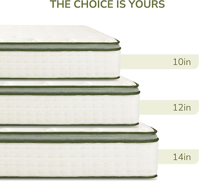 Twin Mattress, 10 Inch Twin Hybrid Mattress with Individually Pocket Innerspring for Cooling Motion Isolation & Silent Sleep, Pressure Relief, Edge Support,Medium Firm