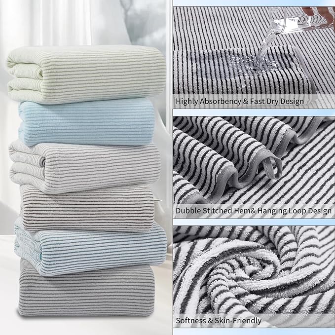 4 Piece Bath Towel Set 35"x70"Oversized Bath Towel for Bathroom Ultra Soft Fluffy Extra Large Bath Sheet Luxury Premium Bathroom Towel Highly Absorbent Quick Dry Shower Towel for Hotel Spa,Black White