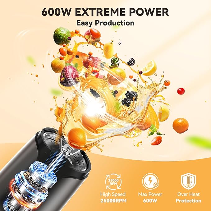 TECKNET 600W Bullet Blender for Smoothies, Small Personal Nutri Blender for Protein Shakes and Smoothies, Coffee Mixer with 2 BPA-Free Cup, Portable Countertop Grinder Combo Kitchen Appliances