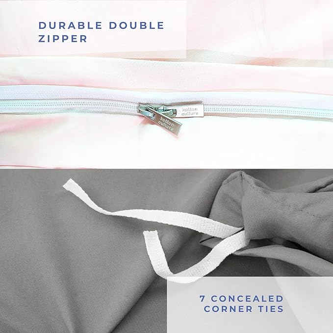 Kotton Culture 1 Pc Queen Size Duvet Cover Only -100% Egyptian Cotton Sateen 600 TC Ultra Soft Premium Durable Comforter Cover Zipper Closure & Corner Ties (Striped Silver, Queen/Full 90" X 90")