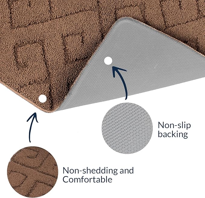 Walensee Indoor Doormat, Front Door Mat for Entrance (20"x32" Brown) Machine Washable Entryway Rug, Non Slip Trapper Door Rugs Absorbent Dirt Low Profile Shoes Scraper Inside Floor Mats