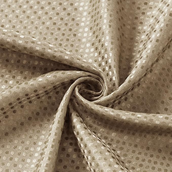 3 in 1 Stall Half Size Beige Shower Curtain Set-36 W x 72 H, Tan Waffle Waterproof Fabric and PEVA Liner Set with Stainless Steel Hooks