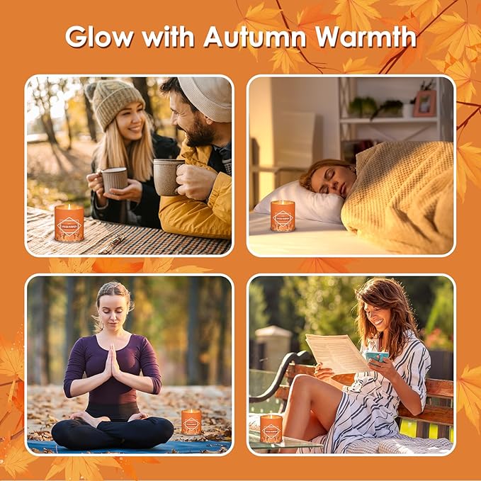 Fall Scented Candle – Pumpkin Spice Soy Candle 9oz, 50 Hour Burn, Non-Toxic Autumn Decor, Holiday Gift for Women & Men