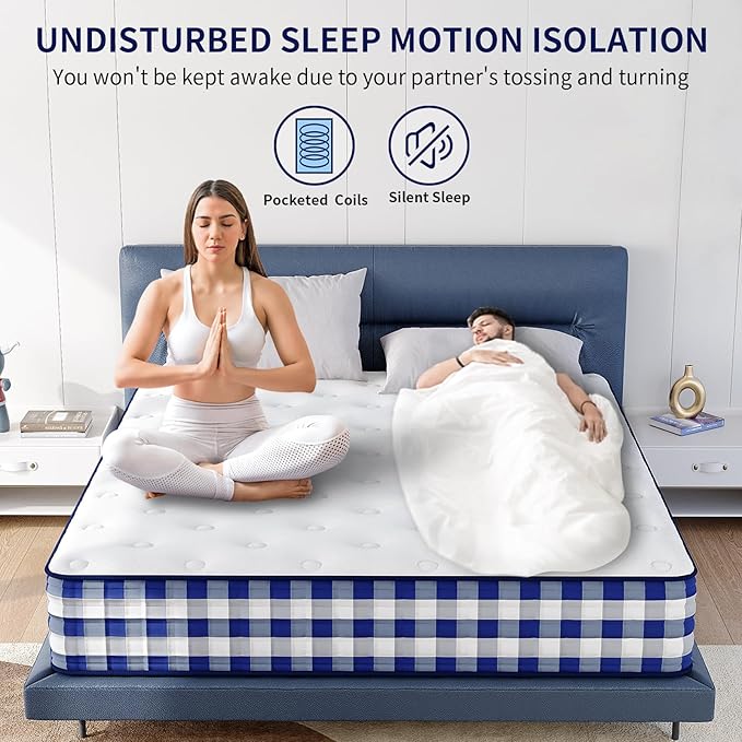 Queen Mattress 10 Inch, Memory Foam Mattress with Pocket Spring, Soft & Comfortable Medium Firm, Motion Isolation, Pressure Relief, CertiPUR-US Certified (80"*60"*10")